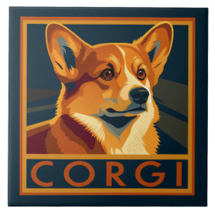 Süßer Retro Pembroke Welsh Corgi Fliese