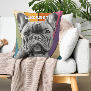 Süßer Retro-Regenbogen Französischer Bulldogge Per Kissen