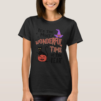 Süßer Retro-Schwarzer-Katze-Herbst-Halloween-Katze T-Shirt