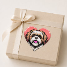 Süßer Retro-Shih-Tzu-Hund-Herz