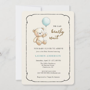 Süßer Retro-Teddybär, Baby-Party für Jungen Einladung