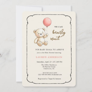 Süßer Retro-Teddybär, Babyparty für Mädchen Einladung