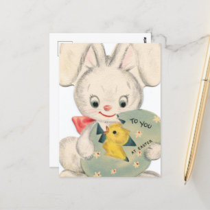 süßer retro vintage Osterhase  Postkarte