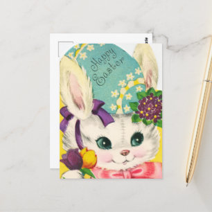 süßer retro vintage Osterhase Postkarte