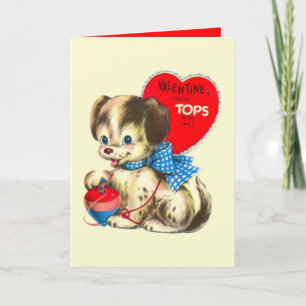 süßer retro vintage Valentinstag Hund Feiertagskarte