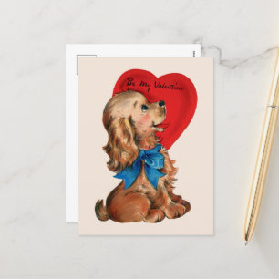 süßer retro vintage Valentinstag-Welpe Feiertag  Feiertagspostkarte