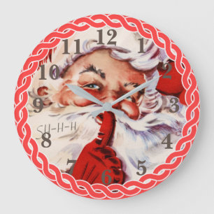Süßer Retro-Weihnachtsmann Elegantes Weihnachten Große Wanduhr