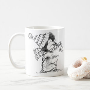 Süßer Retro-Weihnachtspinguin mit Hut und Schal Kaffeetasse