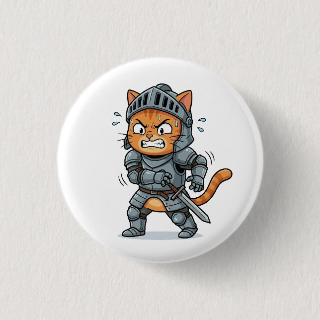 Süßer Ritterkatzen-Button Button (Vorderseite)