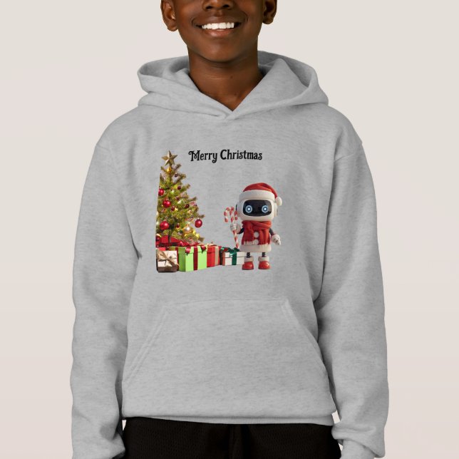 süßer Roboter Weihnachts-Tech Hoodie (Vorderseite)