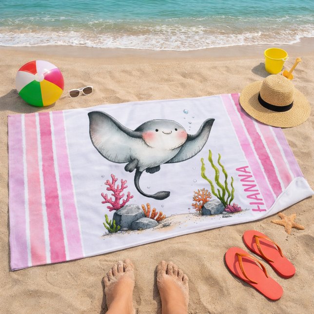 Süßer Rochen Unterwasser Kinder Strand Design Strandtuch (Von Creator hochgeladen)