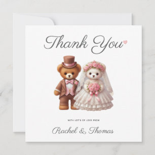 Süßer Romantischer Teddybär Bräutigam und Braut Da Dankeskarte