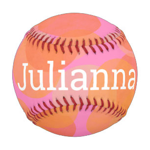 Süßer rosa abstrakter Wasserfarbe-Name für Mädchen Baseball