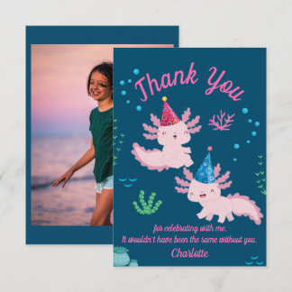 Süßer Rosa Axolotl Geburtstags-Dankeschön Dankeskarte