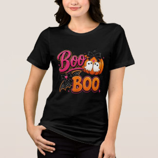 Süßer Rosa Boo Boo Halloween Mädchen-Kürbis Tri-Blend Shirt