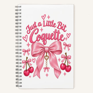 Süßer Rosa Charme-Bogen Kirsche Feminine Ästhetik Notizbuch