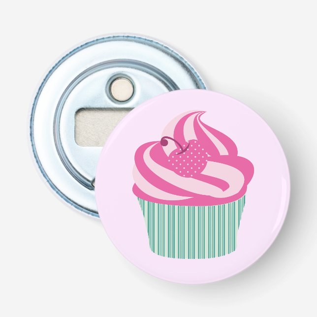 Süßer rosa Cupcake  Flaschenöffner (Vorderseite)