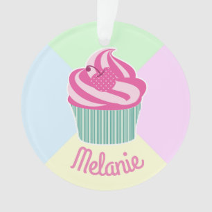 Süßer Rosa Cupcake Pastellfarben Personalisiert Ornament