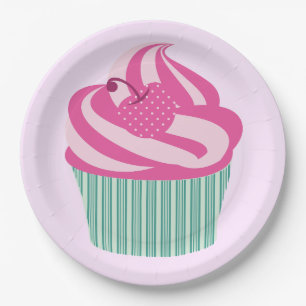 Süßer rosa Cupcake Pastellrosa Pappteller