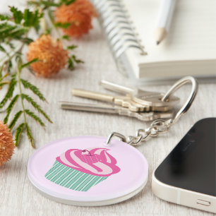 Süßer rosa Cupcake Pastellrosa Schlüsselanhänger