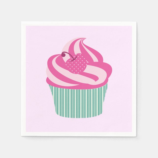 Süßer rosa Cupcake Pastellrosa Serviette (Vorderseite)