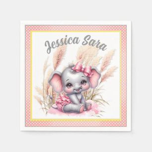 Süßer Rosa Elefant - Erdnuss Lächelt Serviette