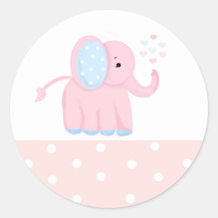 Süßer rosa Elefant mit gepunktetem Rand Runder Aufkleber