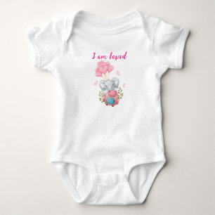 Süßer Rosa Elefanten-Baby-Body   Ich werde geliebt Baby Strampler