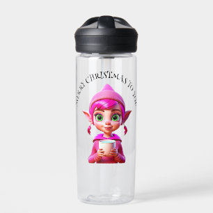 Süßer rosa Elf mit Kaffee oder Kakao Weihnachten Trinkflasche