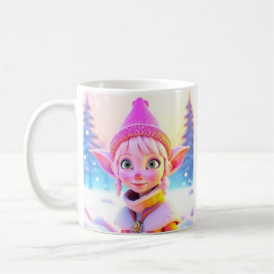 Süßer rosa Elf Weihnachten Kaffeetasse