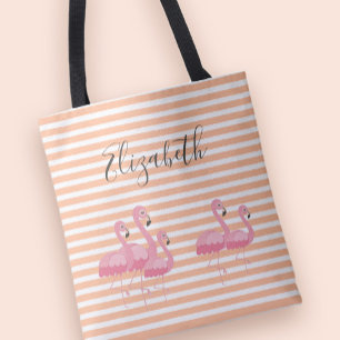 Süßer Rosa Flamingo Benutzerdefinierter Name Trend Tasche
