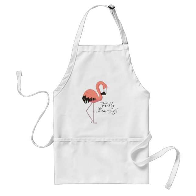 Süßer Rosa Flamingo Lustiger Schriftzug Total Flam Schürze (Vorne)