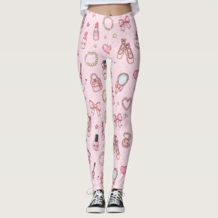 Süßer Rosa Flamingo mit Schleife Gelbe Leggings -