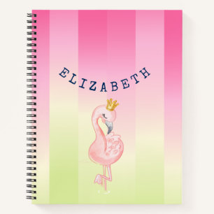 Süßer Rosa Flamingo Ombre Streifen Notizbuch