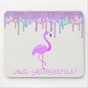 Süßer Rosa Flamingo, Regenbogen-Tropfen - Hallo Sc Mousepad