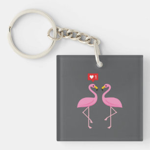 Süßer Rosa Flamingo wie Herz Pastell Schlüsselanhänger