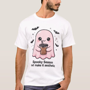 Süßer Rosa-Geist-Eiskaffee - Grusel-Saison, aber m T-Shirt