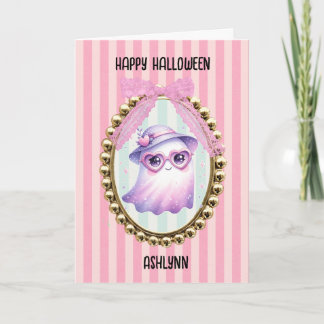 Süßer Rosa Geist Halloween Karte