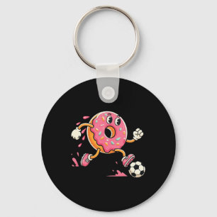 Süßer rosa glasierter Snack spielt Fußball lustige Schlüsselanhänger