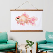 Süßer Rosa Goldfisch mit Herzen Kawaii Holz