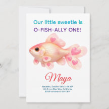 Süßer Rosa Goldfisch O-Fish-Ally Eins 1. Geburtsta