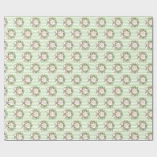Süßer rosa grüner Kranz Weihnachten Geschenkpapier