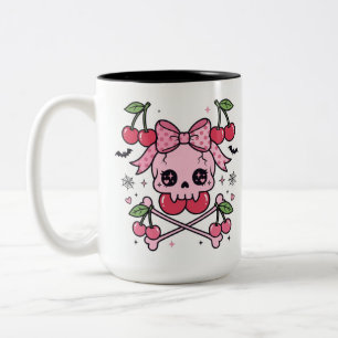 Süßer rosa Halloween-Totenkopf-Becher - Kawaii Kir Zweifarbige Tasse