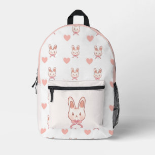 Süßer rosa Hase & Herz Muster Rucksack