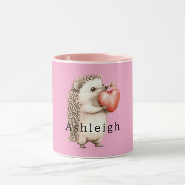Süßer rosa Igel Herz Tier   Tasse (Zentrum)