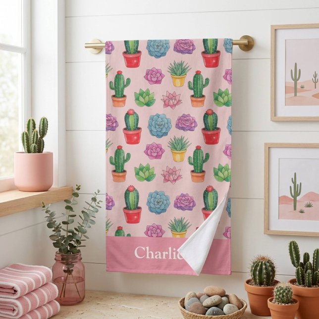 Süßer Rosa Kaktus Strandtuch (Von Creator hochgeladen)