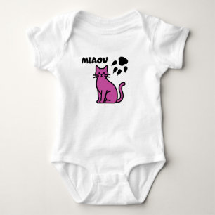 Süßer rosa Katzensommer-Body „MIAOU“ Baby Strampler
