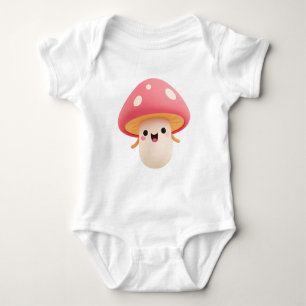 Süßer Rosa Kawaii Pilz – Lachende Kinder Baby Strampler