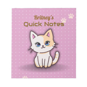 Süßer Rosa Kitty-Katzener Name personalisiert Notizblock