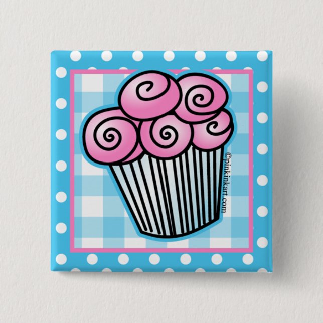 Süßer rosa Kuchen-Knopf Button (Vorderseite)